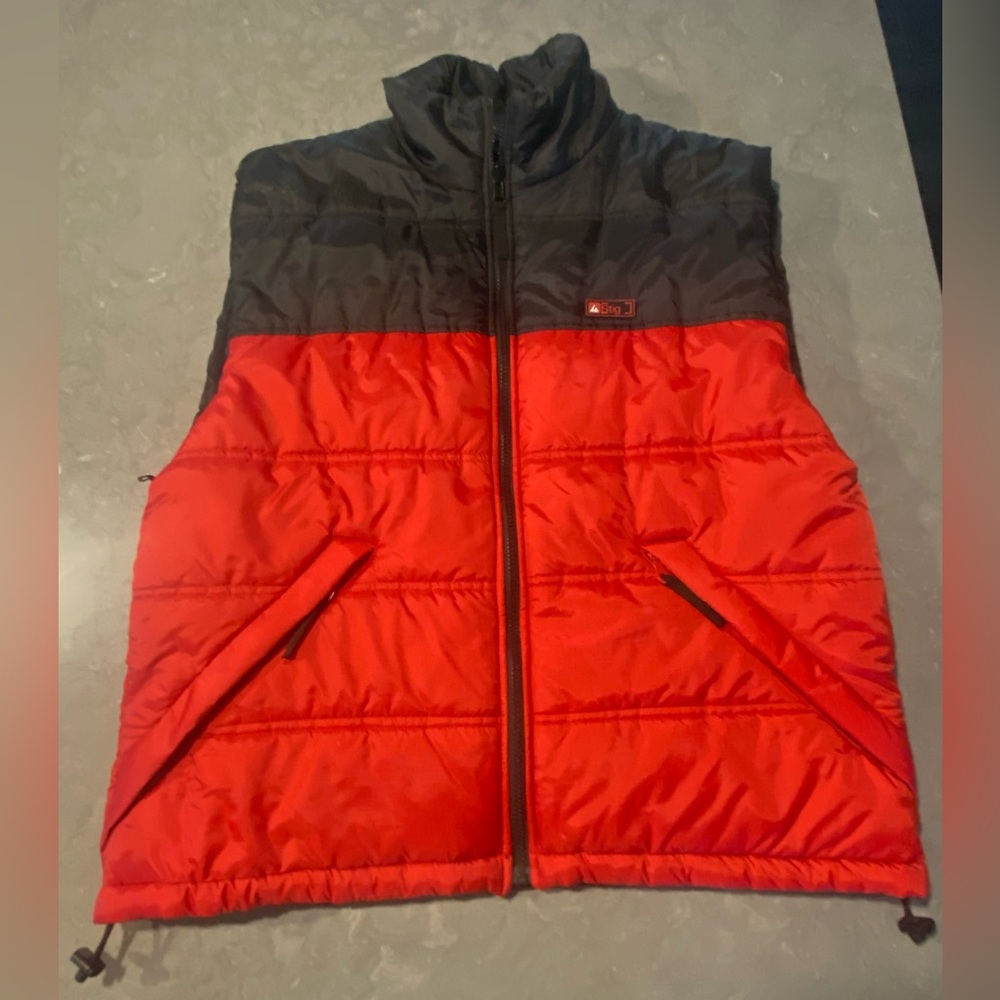 Stig Mens Extreme Weather Apparel Vest Reversible Size L Red Black Zip Pockets
